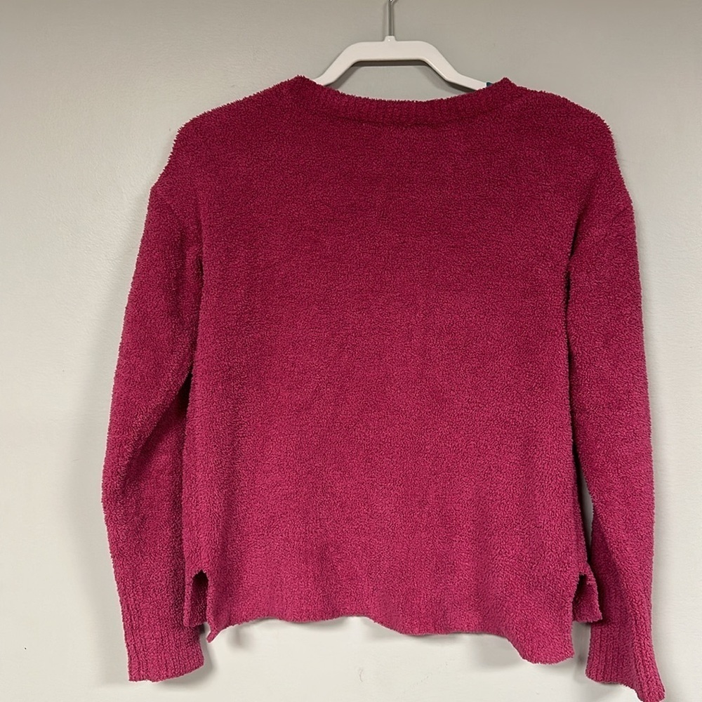 Super Soft & Snuggly Cable & gauge Fuchsia  Sweater, Oversized Crop Look,  M - Picture 3 of 7